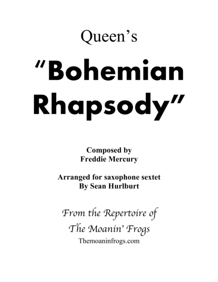 Bohemian Rhapsody For Saxophone Sextet Sheet Music