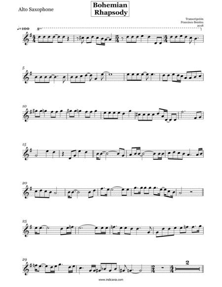 Bohemian Rhapsody Original Queen Version Arr For Alto Sax Sheet Music