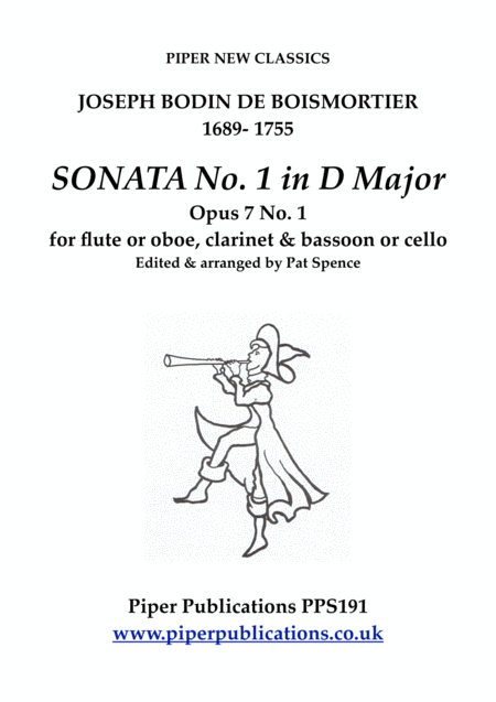 Boismortier Sonata In D Minor Opus 7 No 4 For Flute Or Oboe Clarinet Bassoon Or Cello Sheet Music