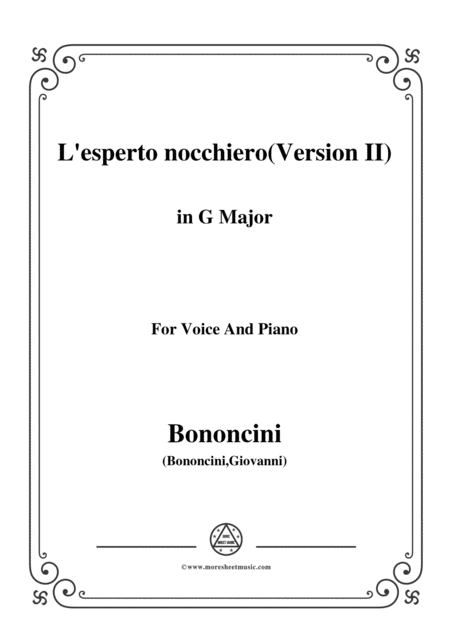 Bononcini Giovanni L Esperto Nocchiero Version Ii From Astarte In G Major For Voice And Piano Sheet Music