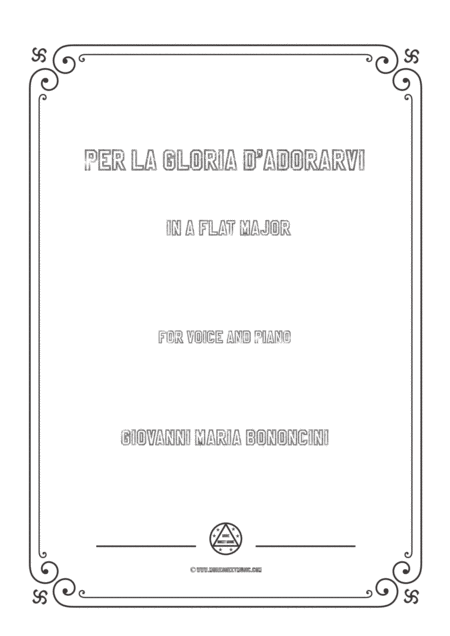 Bononcini Per La Gloria D Adorarvi In A Flat Major For Voice And Piano Sheet Music