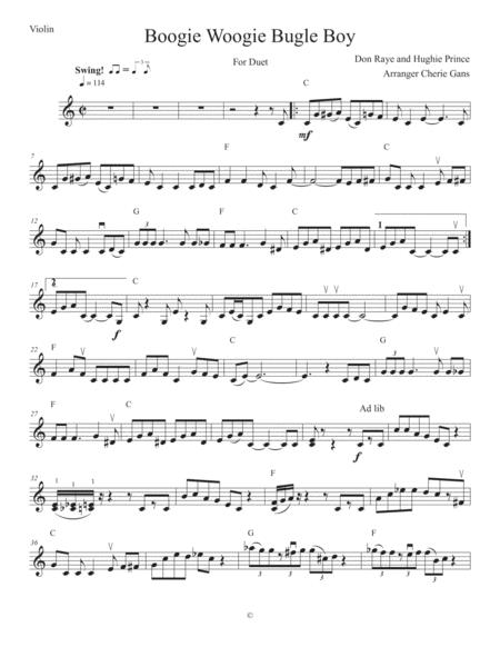 Free Sheet Music Boogie Woogie Bugle Boy Duet For Violin And Cello