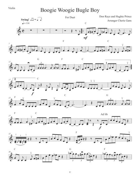 Boogie Woogie Bugle Boy Duet For Violin And Cello Sheet Music