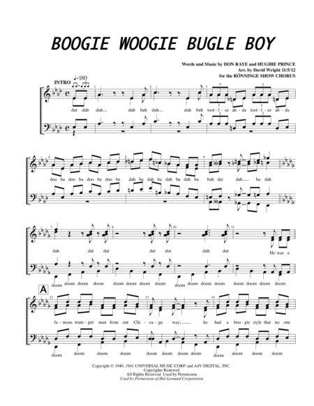 Boogie Woogie Bugle Boy Small Ensemble Pricing Sheet Music