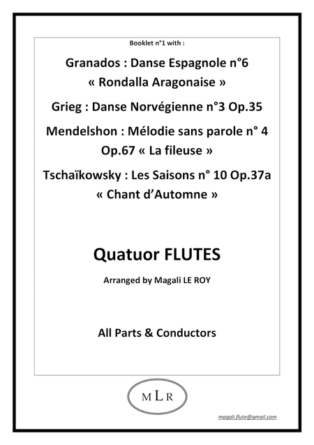 Booklet N 1 For Flute Quatuor Sheet Music