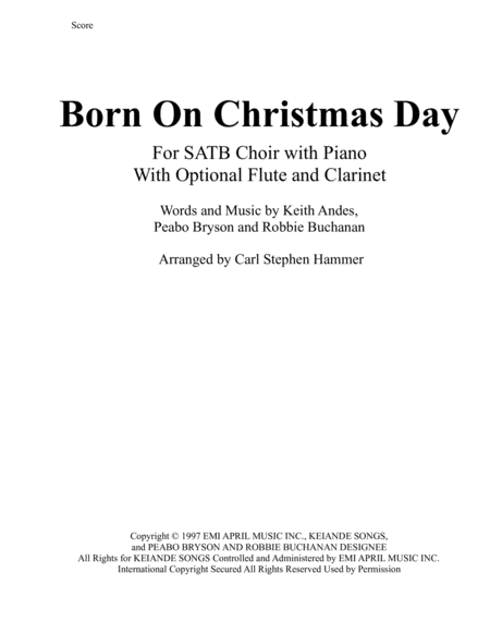Free Sheet Music Born On Christmas Day