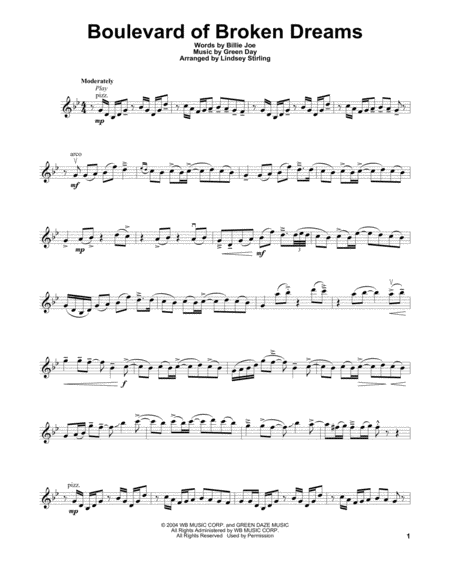 Boulevard Of Broken Dreams Sheet Music