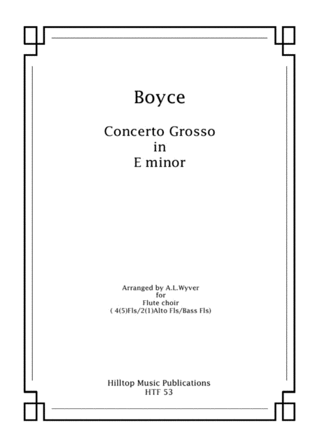 Free Sheet Music Boyce Concerto Grosso Arr Flute Choir