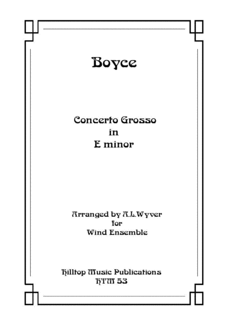 Free Sheet Music Boyce Concerto Grosso Arr Wind Ensemble