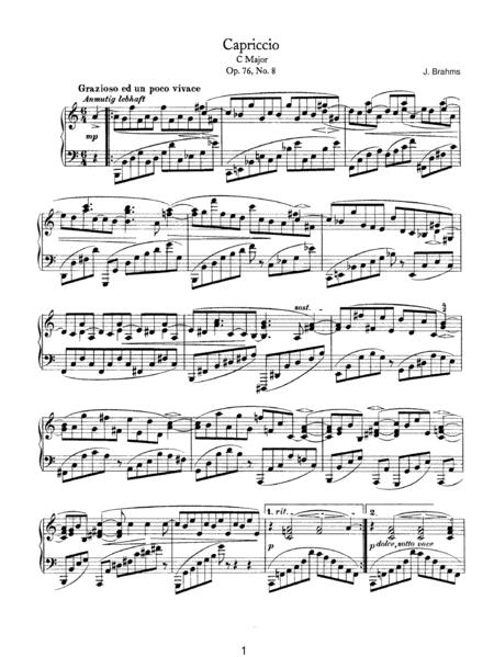 Brahms Capriccio Op 76 No 8 In A Minor Sheet Music