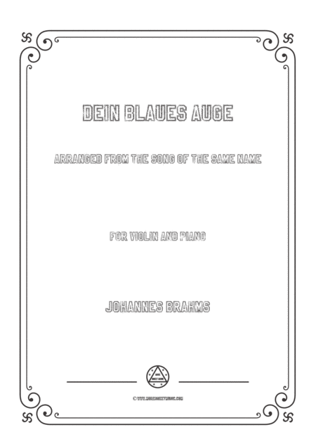 Brahms Dein Blaues Auge For Violin And Piano Sheet Music