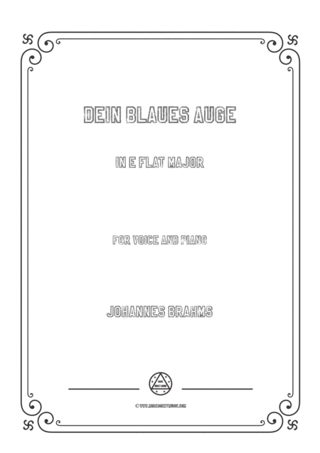 Brahms Dein Blaues Auge In E Flat Major For Voice And Piano Sheet Music