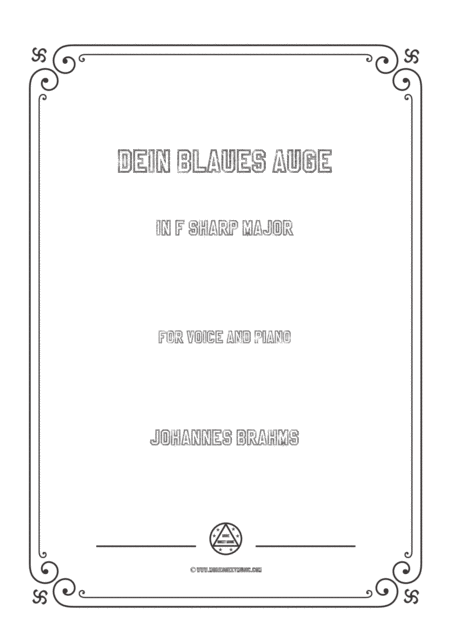 Free Sheet Music Brahms Dein Blaues Auge In F Sharp Major For Voice And Piano