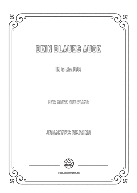 Free Sheet Music Brahms Dein Blaues Auge In G Major For Voice And Piano