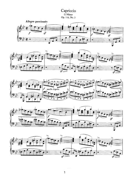 Brahms Fantasy Op 116 No 3 Capriccio In G Minor Sheet Music