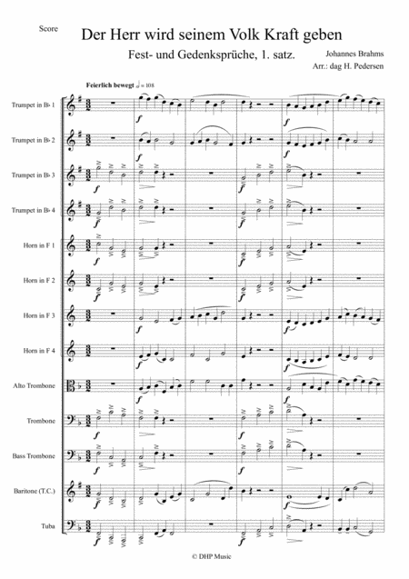 Free Sheet Music Brahms Fest Und Gedenk 1