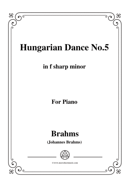 Brahms Hungarian Dance No 5 In F Sharp Minor For Piano Sheet Music