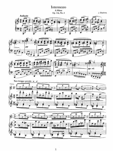 Brahms Intermezzo Op 116 No 2 Capriccio In A Minor Sheet Music