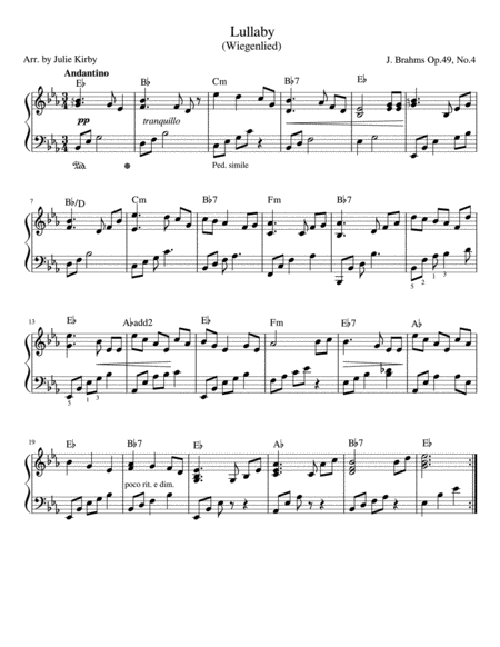 Free Sheet Music Brahms Lullaby