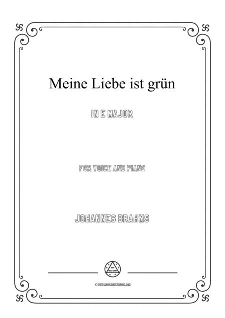 Brahms Meine Liebe Ist Grn In E Major For Voice And Piano Sheet Music