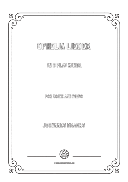 Brahms Ophelia Lieder In B Flat Minor For Voice And Piano Sheet Music