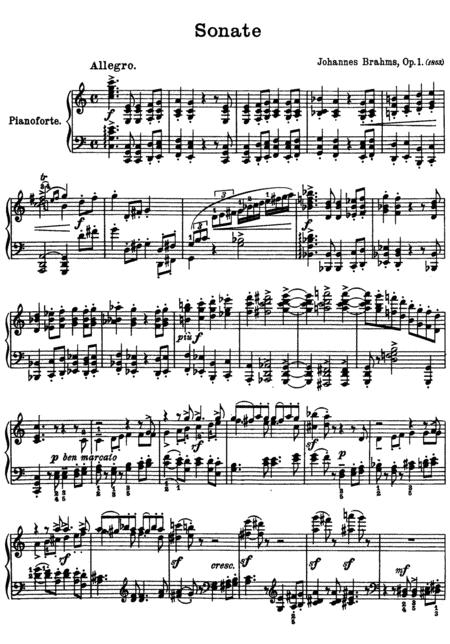 Brahms Piano Sonata No 1 Op 1 In C Major Sheet Music