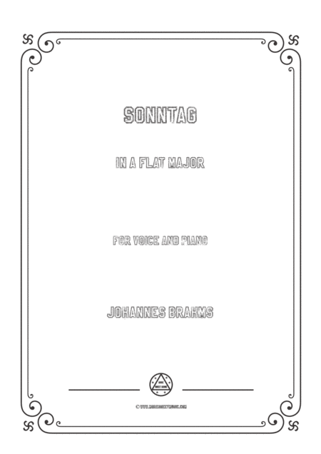 Free Sheet Music Brahms Sonntag In A Flat Major For Voice And Piano