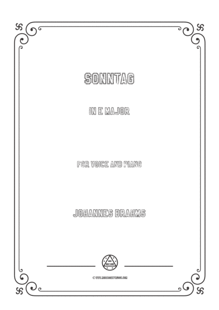 Free Sheet Music Brahms Sonntag In E Major For Voice And Piano