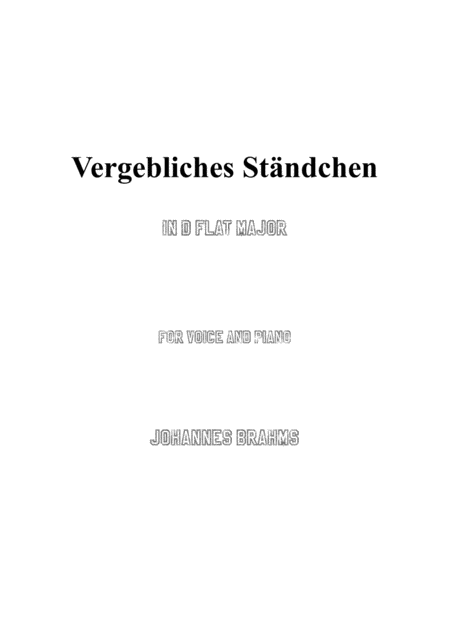 Free Sheet Music Brahms Vergebliches Stndchen In D Flat Major For Voice And Piano