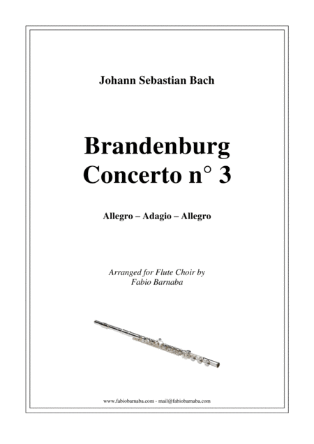 Brandenburg Concerto N 3 Complete For Flute Choir Sheet Music