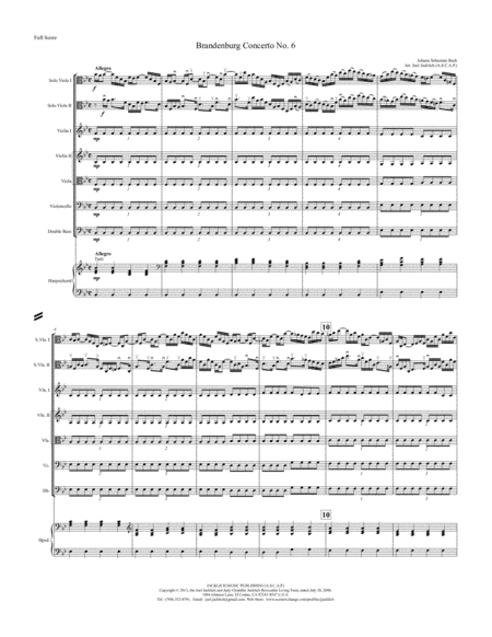 Brandenburg Concerto No 6 For Two Violas Arranged For String Orchestra Sheet Music