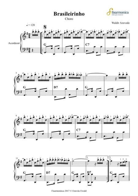 Free Sheet Music Brasileirinho Waldir Azevedo Partitura Para Acordeon Sheet Music For Accordion