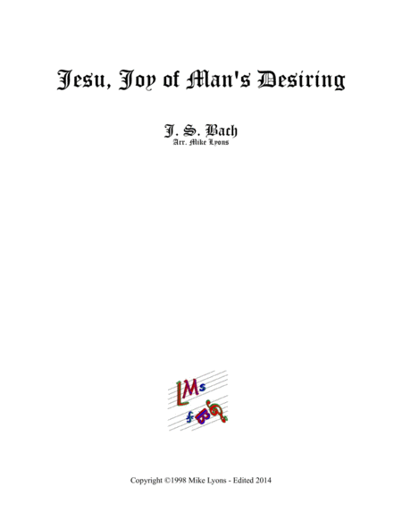 Brass Band Jesu Joy Of Mans Desiring Sheet Music