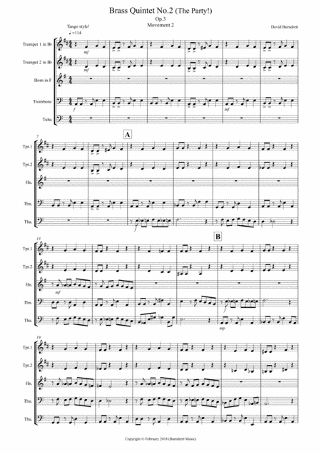 Brass Quintet No 2 Op 3 The Party Movement 2 Sheet Music