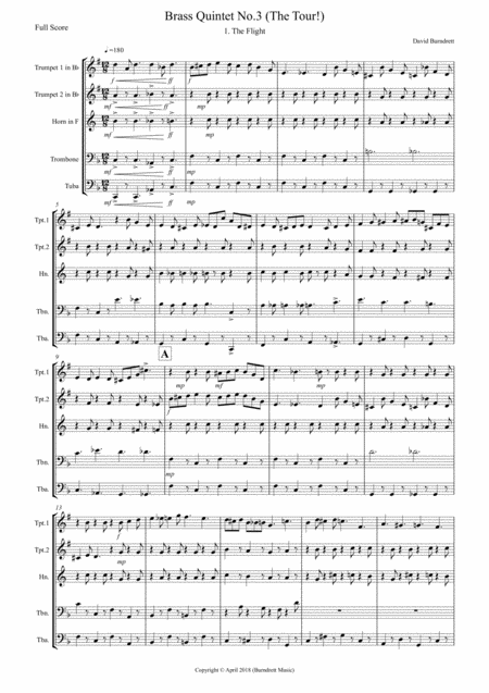 Free Sheet Music Brass Quintet No 3 The Tour Movement 1