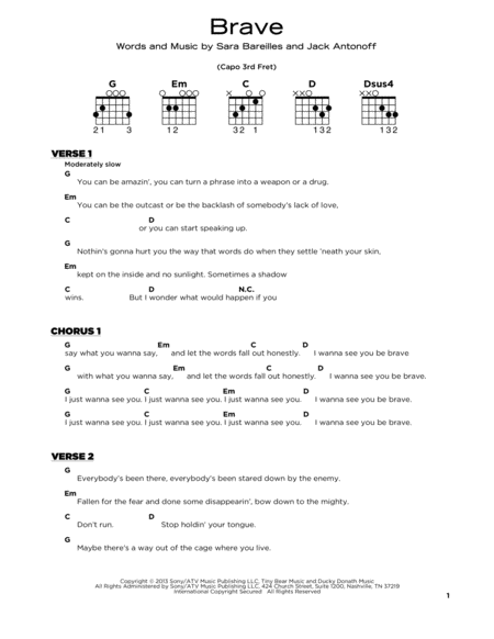 Free Sheet Music Brave