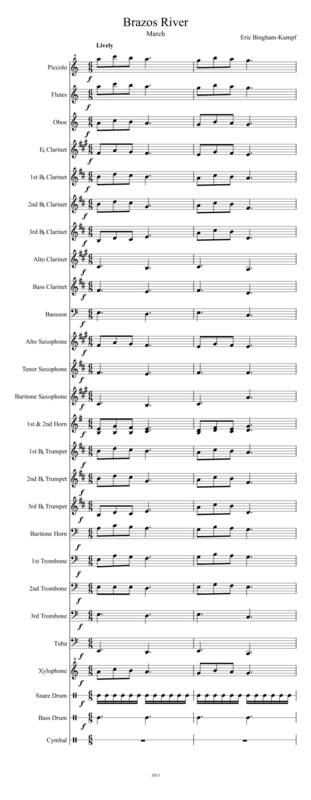 Free Sheet Music Brazos River March