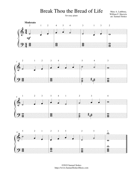 Break Thou The Bread Of Life For Easy Piano Sheet Music