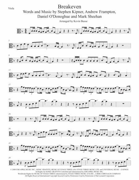 Breakeven Viola Sheet Music