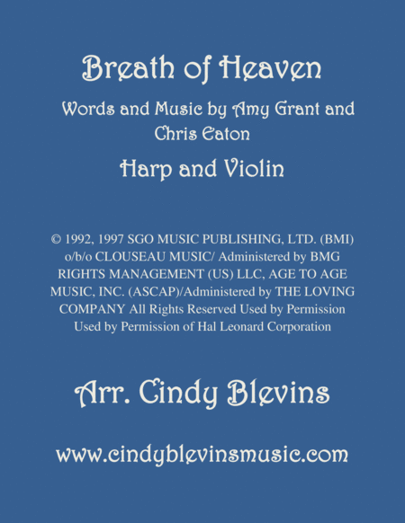 Breath Of Heaven Marys Song Arranged For Harp And Violin Sheet Music