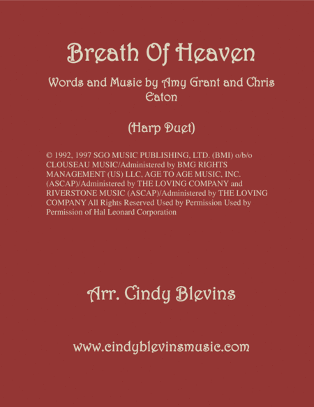 Breath Of Heaven Marys Song Arranged For Harp Duet Sheet Music