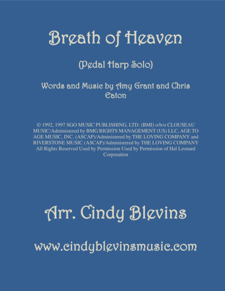 Breath Of Heaven Marys Song Arranged For Pedal Harp Solo Sheet Music