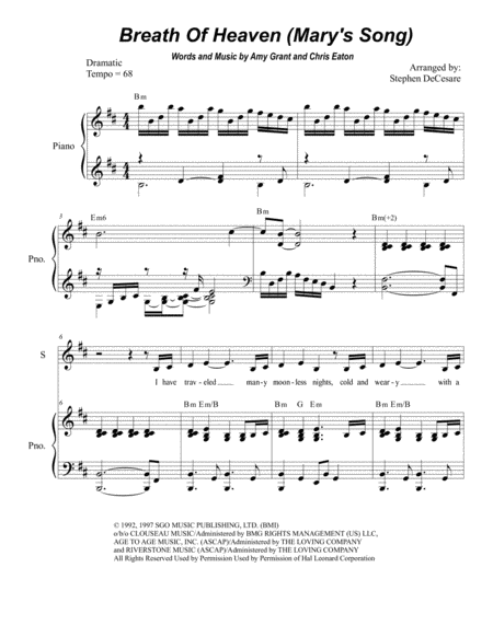 Free Sheet Music Breath Of Heaven Marys Song Duet For Soprano And Alto Solo