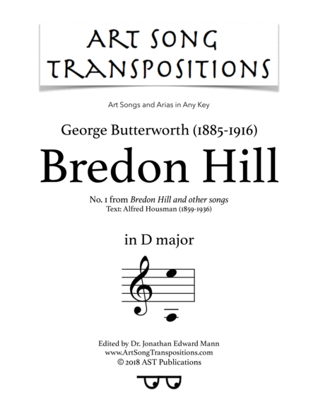 Free Sheet Music Bredon Hill D Major