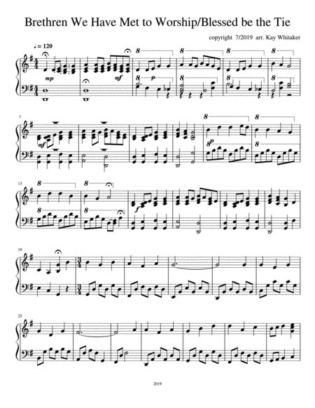 Free Sheet Music Brethren We Have Met Blessed Be The Tie