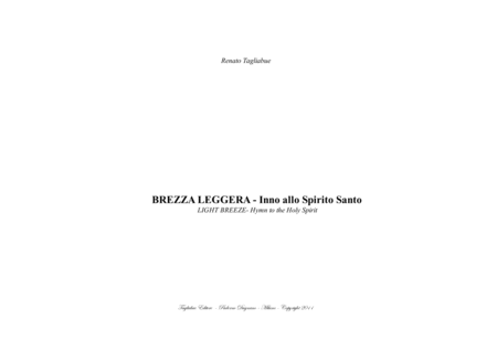 Free Sheet Music Brezza Leggera Inno Allo Spirito Santo Light Breeze Hymn To The Holy Spirit