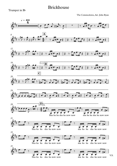 Brick House Wedding Band Arrangement Horns Rhythm Sheet Music