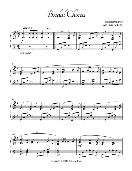 Free Sheet Music Bridal Chorus Wedding Processional