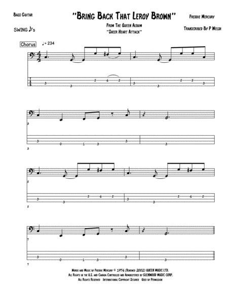 Bring Back That Leroy Brown Bass Guitar Tab Sheet Music