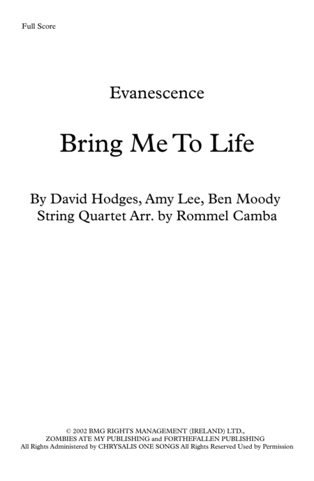 Bring Me To Life Sheet Music